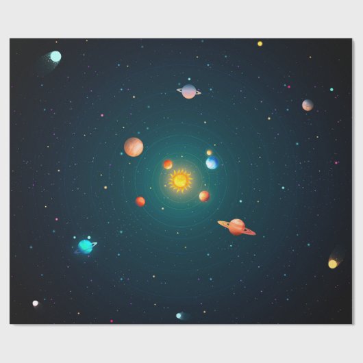 Sonnensystem Geschenkpapier (Flach)