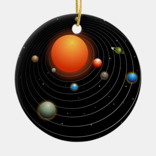 Sonnensystem-Grafik Keramikornament (Vorne)