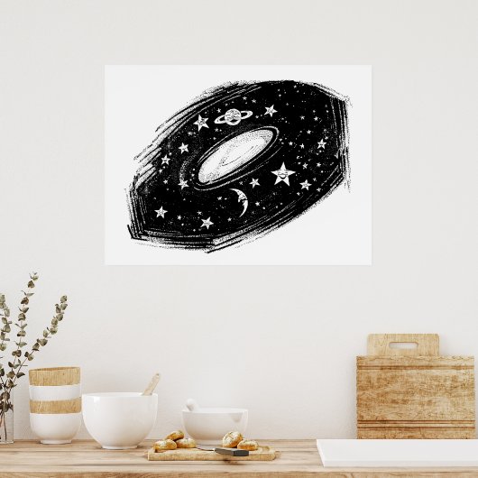 Sonnensystem Himmelskinder Kunst Zeichnend Poster (Küche)