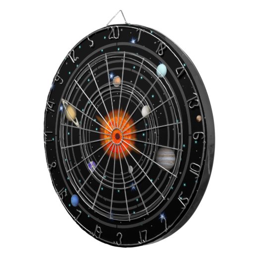 Sonnensystem im Sternenweltraumdartboard Dartscheibe (Vorderseite rechts)