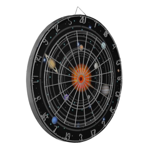 Sonnensystem im Sternenweltraumdartboard Dartscheibe (Vorderseite Links)