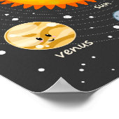 Sonnensystem Kawaii Illustration Sonne und Planete Poster (Ecke)