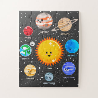 Sonnensystem Kawaii niedliche Planeten Lehrkunst Puzzle