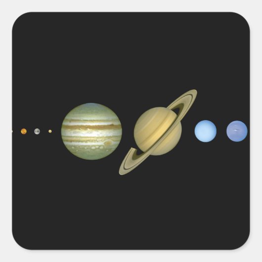 Sonnensystem ~ Long View Quadratischer Aufkleber (Vorderseite)