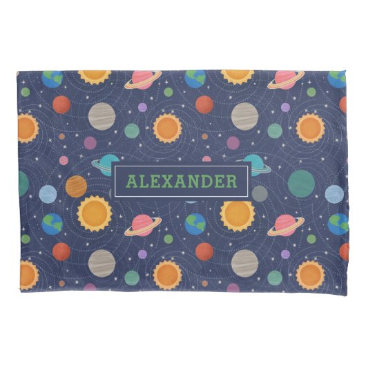 Sonnensystem mit Sonne und Planeten Personalisiert Kissenbezug (Vorderseite)
