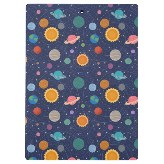 Sonnensystem mit Sonne und Planeten Personalisiert Klemmbrett (Rückseite)