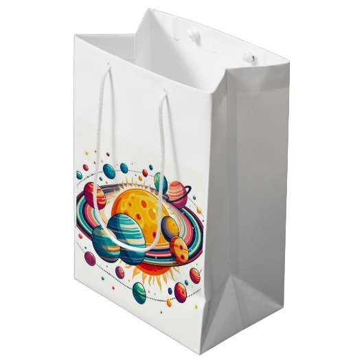 Sonnensystem Mittlere Geschenktüte (Vorderseite Schrägansicht)