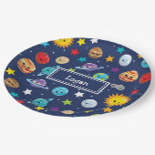 Sonnensystem Muster für Kinder zum Geburtstag Pappteller (Schrägansicht)