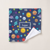 Sonnensystem Muster für Kinderbäder Badhandtuch Set (Waschlappen)