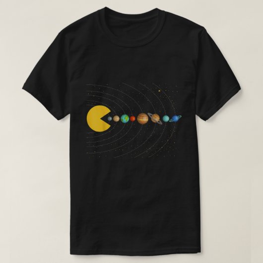 Sonnensystem Pacman | Space Gaming Graphic T-Shirt (Design vorne)