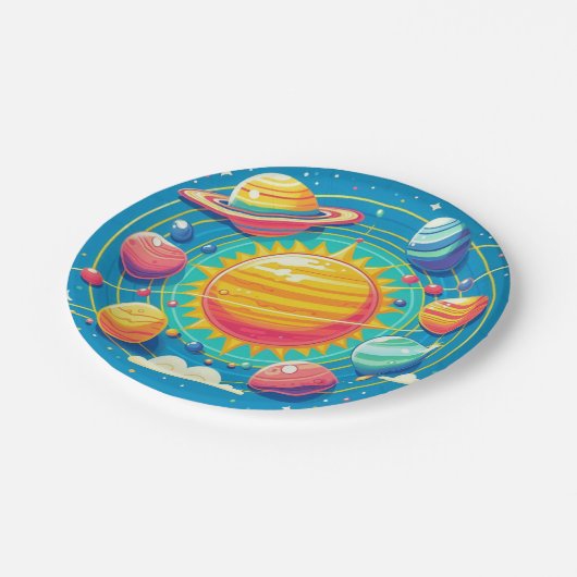 Sonnensystem Pappteller (Schrägansicht)