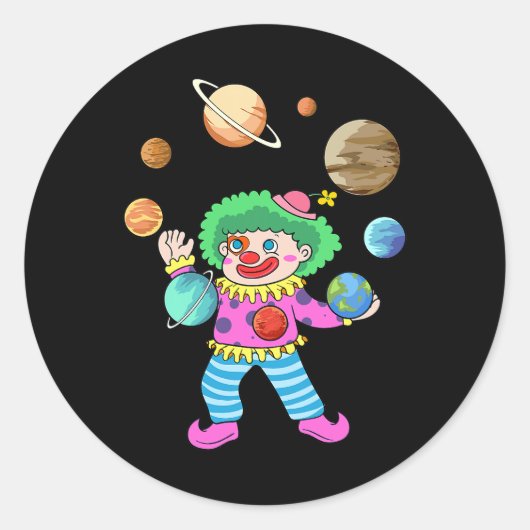 Sonnensystem Planet Clown Juggling Circus für Acro Runder Aufkleber (Vorderseite)