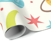 Sonnensystem Planet Weltraummuster Geschenkpapier (Rolleneckpunkt)