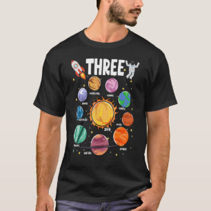 Sonnensystem Planeten Drei 3 Jahre alt 3. Geburtst T-Shirt