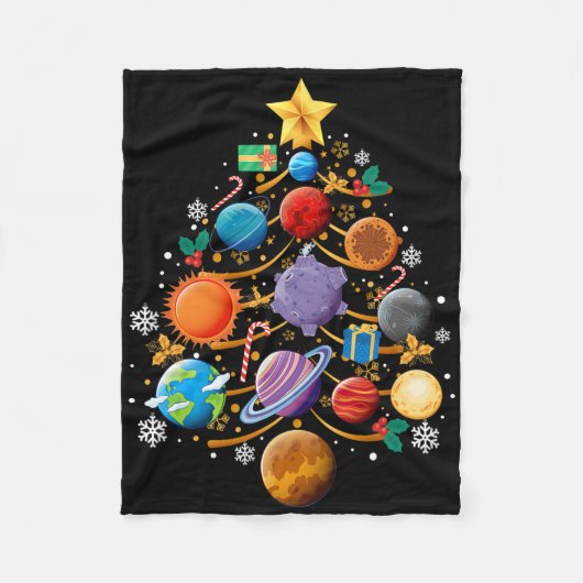 Sonnensystem Planeten Weihnachtsbaum Astronomie Xm Fleecedecke (Vorderseite)