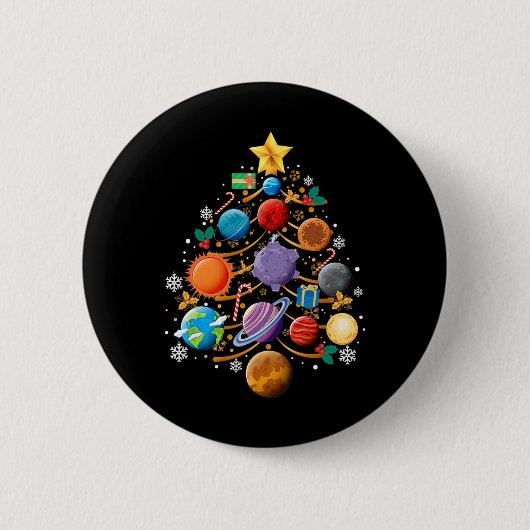 Sonnensystem Planets Christmas Tree Astronomie Xma Button (Vorderseite)