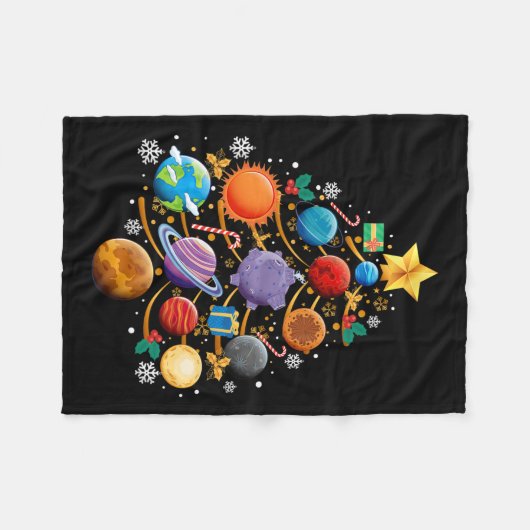 Sonnensystem Planets Christmas Tree Astronomie Xma Fleecedecke (Vorderseite (Horizontal))