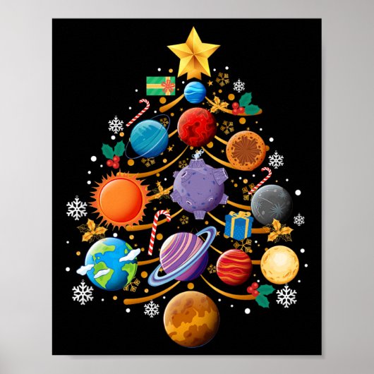 Sonnensystem Planets Christmas Tree Astronomie Xma Poster (Vorne)