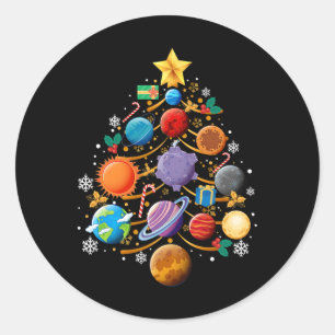Sonnensystem Planets Christmas Tree Astronomie Xma Runder Aufkleber