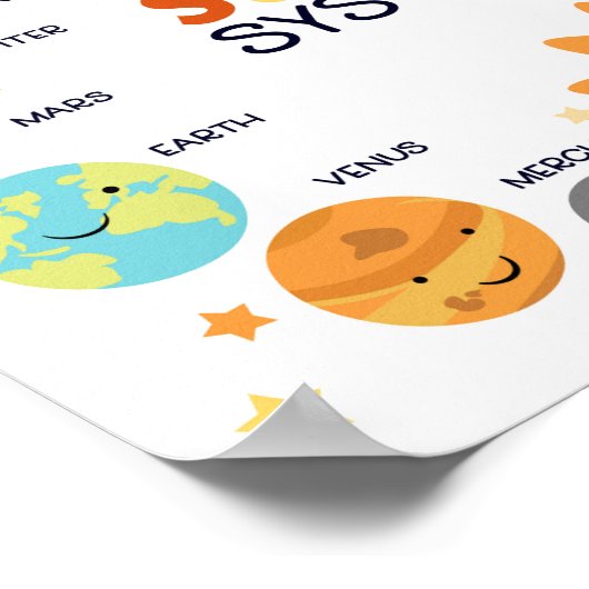 Sonnensystem Planets Space Educational Homeschool Poster (Ecke)