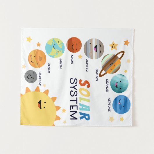 Sonnensystem Planets Space Educational Homeschool Wandteppich (Vorderseite (Horizontal))