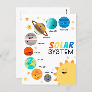 Sonnensystem Planets Space Educational Postkarte