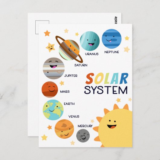 Sonnensystem Planets Space Educational Postkarte (Vorne/Hinten)