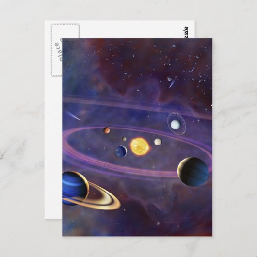 Sonnensystem Postkarte (Vorne/Hinten)