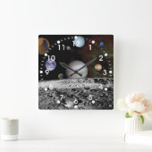 Sonnensystem Quadratische Wanduhr (Zuhause)