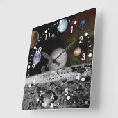 Sonnensystem Quadratische Wanduhr (Winkel)