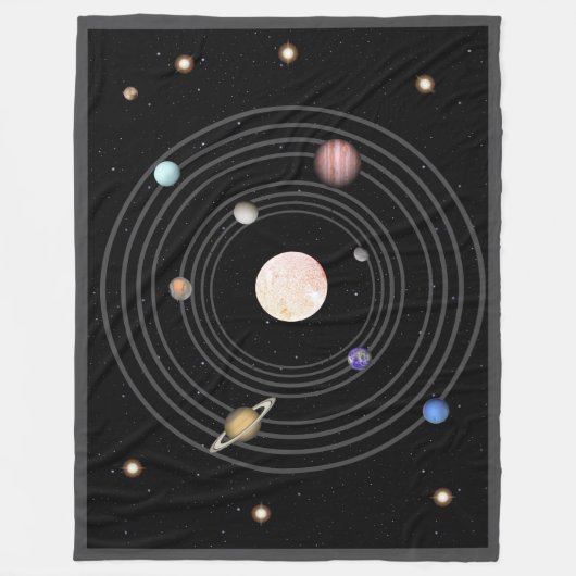 Sonnensystem "Real Color Star" Fleecedecke (Vorderseite)