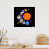Sonnensystem Sun Planets Milky Way Galaxy Science Poster (Küche)