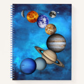 Sonnensystem - Unsere Planeten auf dem tiefblauen Notizblock (Vorderseite)