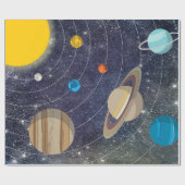 Sonnensystem, Weltraum und Sterne Geschenkpapier (Flach)