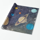 Sonnensystem, Weltraum und Sterne Geschenkpapier (Ungerollt)
