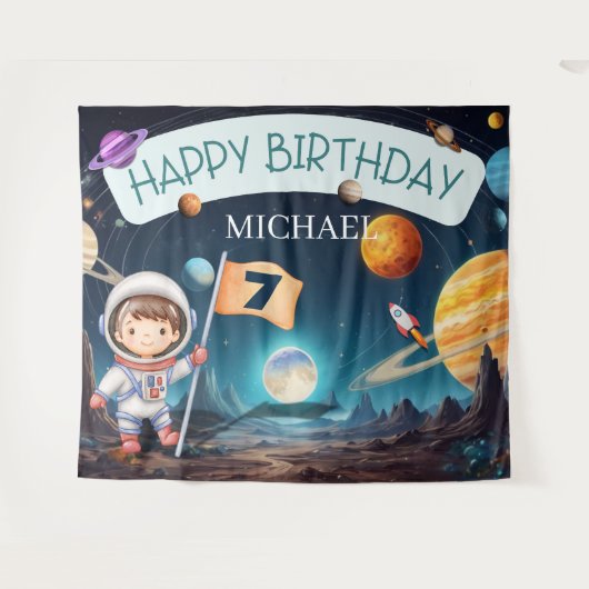 Sonnensystem Weltraumjunge im Hintergrund Wandteppich (Vorderseite (Horizontal))