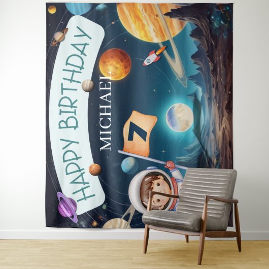 Sonnensystem Weltraumjunge im Hintergrund Wandteppich (Beispiel)