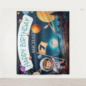 Sonnensystem Weltraumjunge im Hintergrund Wandteppich (Vorderseite)