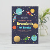 Sonnensystem Weltraumthematischer Geburtstag Einladung (Stehend Vorderseite)