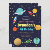 Sonnensystem Weltraumthematischer Geburtstag Einladung (Vorne/Hinten)