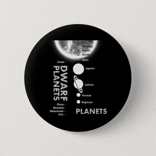 Sonnensystem - Zwergplaneten - Geschenk für Shirt Button (Vorderseite)