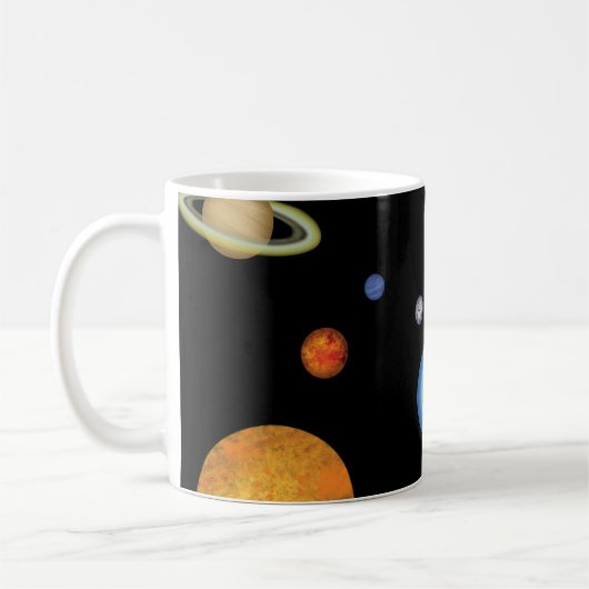 Sonnensysteme im tiefen dunklen Raum Kaffeetasse (Links)