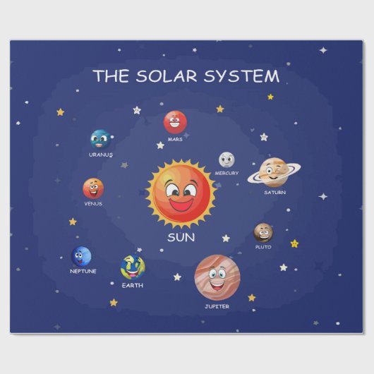 Sonnensysteme Planeten Geschenkpapier (Flach)