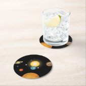 Sonnensysteme Planeten im tiefen dunklen Raum, kos Runder Pappuntersetzer (Vor Ort)