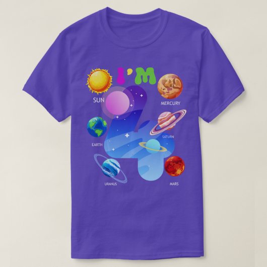 Sonnensysteme Planeten Niedlich 4 Jahre alt 4. Geb T-Shirt (Design vorne)
