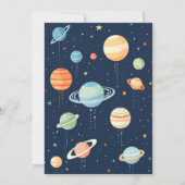 Sonnensysteme Planeten Sonnenstrahlen Kindergeburt Einladung (Rückseite)