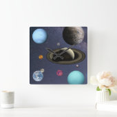 Sonnensysteme Quadratische Wanduhr (Zuhause)