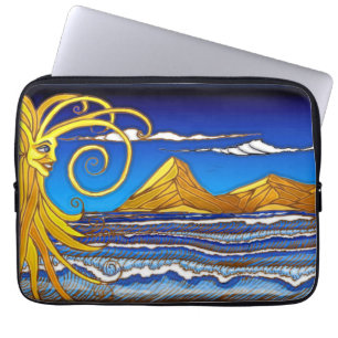 Sonnentag am Strand Aquarellmalerei Laptopschutzhülle