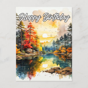Sonnentag am Teich   Happy Birthday Postkarte