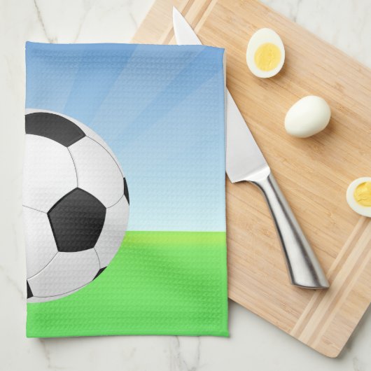 Sonnentag im Fußball Geschirrtuch (Viertel Falte)